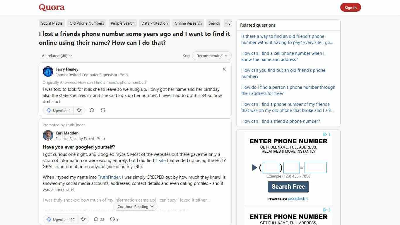I lost a friends phone number some years ago and I want to find it online using their name? How can I do that? - Quora