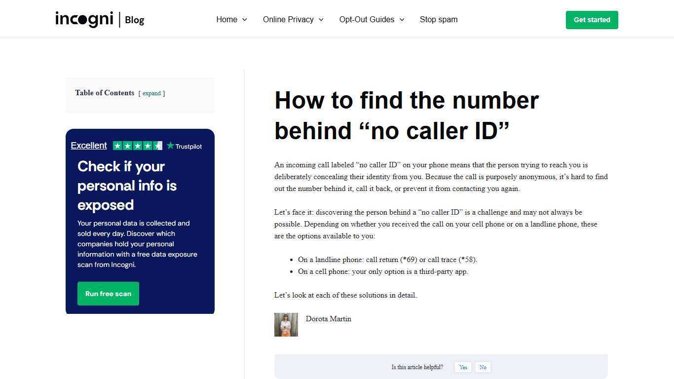 How to find the number behind “no caller ID” [2026] | Incogni